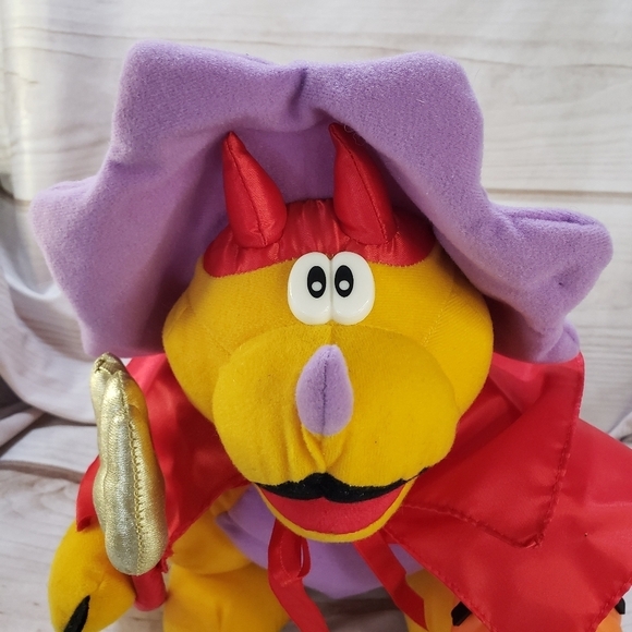 International Silver Halloween Dinosaur Plush Stuffed Animal Devil Costume 11" - Picture 2 of 11